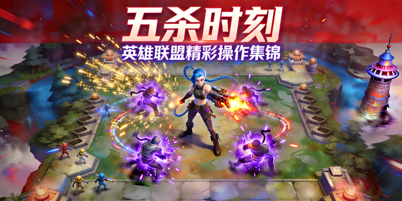 电竞视频集锦封面 - 英雄联盟比赛中五杀操作的精彩回放