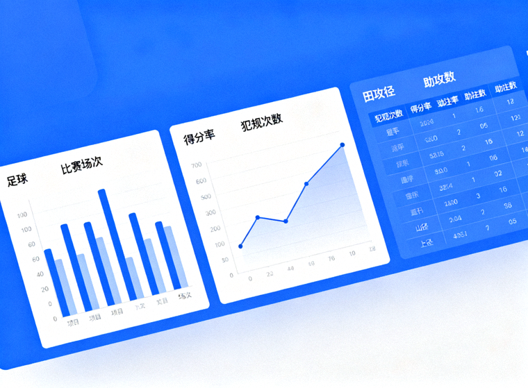 体育赛事数据分析界面展示多项比赛统计指标